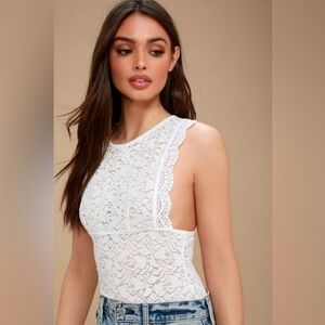 Free People Sure Thang White Lace Tank Top